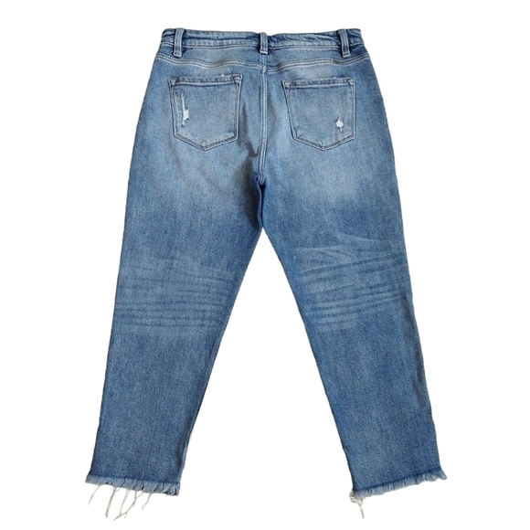 Kancan Iona Scissor Released Hem High Rise Jean Medium Stone Distressed Cropped - Picture 3 of 10